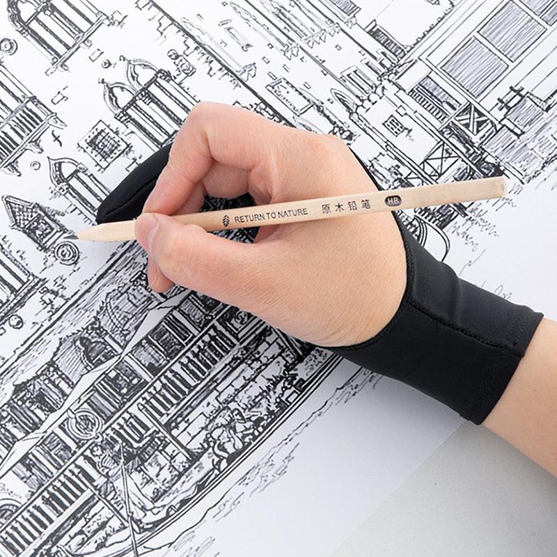 1 шт. черные противообрастающие перчатки с 2 пальцами, антисенсорные перчатки для рисования и письма
