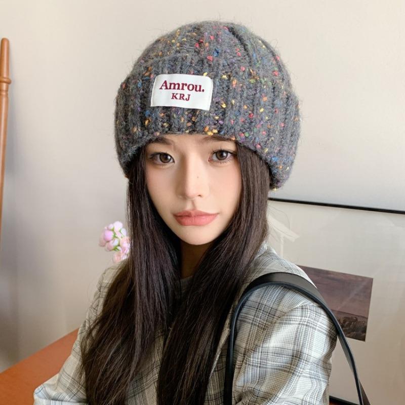 Шляпа Женская Осень и Зима Новая Универсальная Шерстяная Шляпа Теплая Защита Ушей Ветрозащитная Вязаная Шапка Холодная Шапка