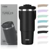 TYESO Tumbler with Straw, 1200ml Water Bottle, Insulates Cold or Hot Water, Large Capacity, Stainless Steel Bottle with Lid, Spill-Proof, Portable, Ha