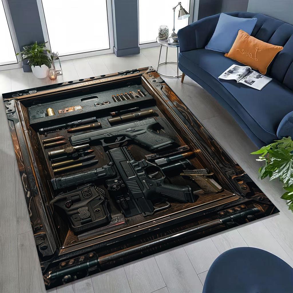Дерево Металл Оружейный Кейс Коробка Военное Снаряжение Мото Коврик для Спальни Гостиной Дивана Дома Декор Коврик для Двери, Детский Игровой Нескользящий Напольный Коврик
