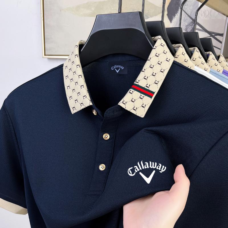 Callaway 2025 Лето Мужская Новая Повседневная Рубашка Поло Сплошного Цвета С Вышивкой Пони Цветной Воротник