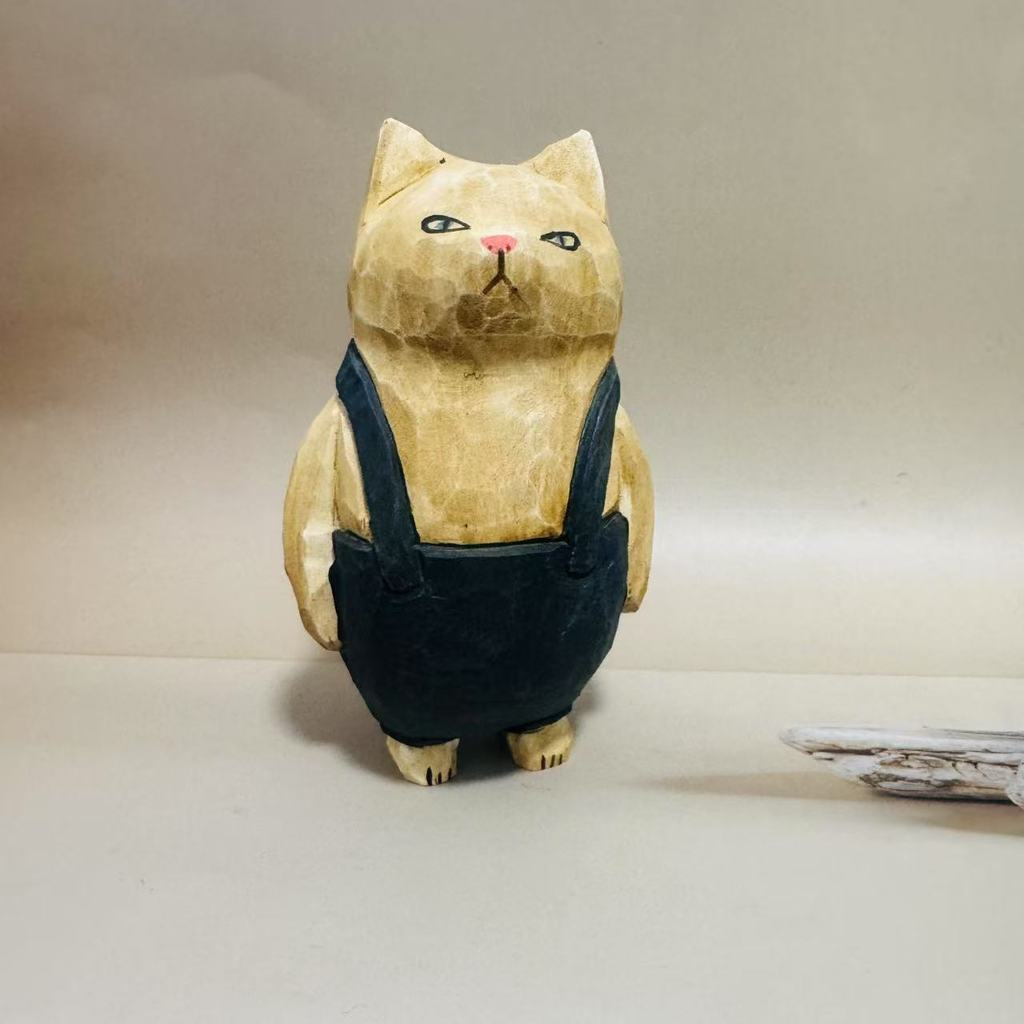 Деревянная фигурка кошки Поделка Подарок для дома Офиса Декор Подарок для коллекционеров