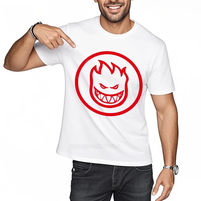 T Shirt Unisex Workout Relaxed Fit Tshirt Red Flame Circle Design Comfortable Crew Neck Tshirt Trendy Black Soft Cotton Teeshirt