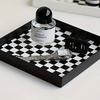 1pc-Desktop Storage Tray, Medieval Black and White Checkerboard Entrance Jewelry, Square Ornament