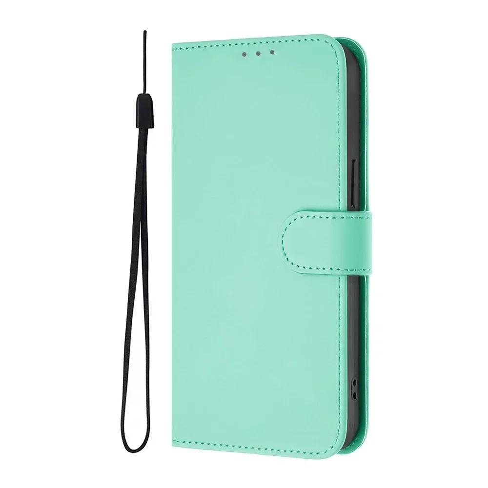 Однотонный чехол-кошелек для Realme 13 Pro Plus 12 GT 6 6T C67 C65 C63 C61 C55 C53 C51 Note 60 50 Держатель для карт Ремешок Чехол для телефона