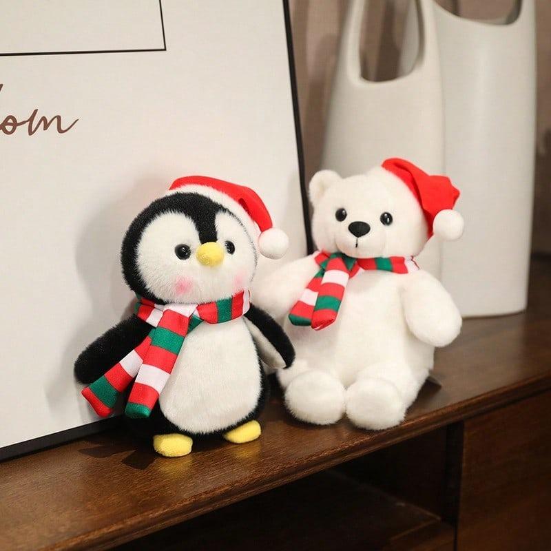 Xmas Plush Stuffed Animals Cartoon Penguin Santa Claus Elk Xmas Teddy Bear Desktop Ornament Merry Xmas Decors Designed For Children