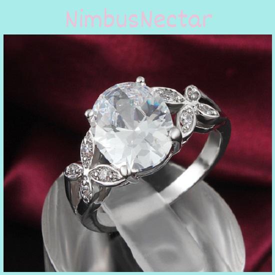 Ring Gemstone Bling White White Rhinestone Diamond Elegant
