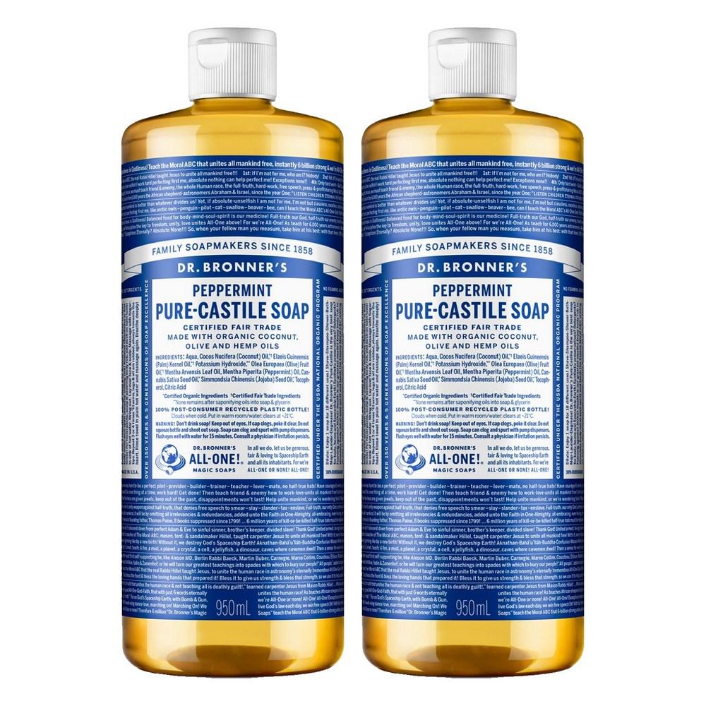 Dr. Bronner's Pure Castile Soap Body Wash Peppermint 950ml 2 pcs