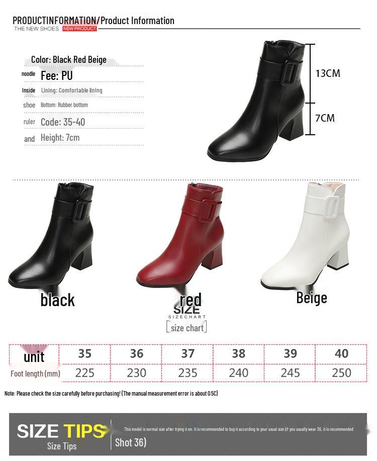 Женские зимние ботильоны из искусственной ПУ кожи на блочном каблуке с боковой молнией, круглым носком и подкладкой из искусственного плюша