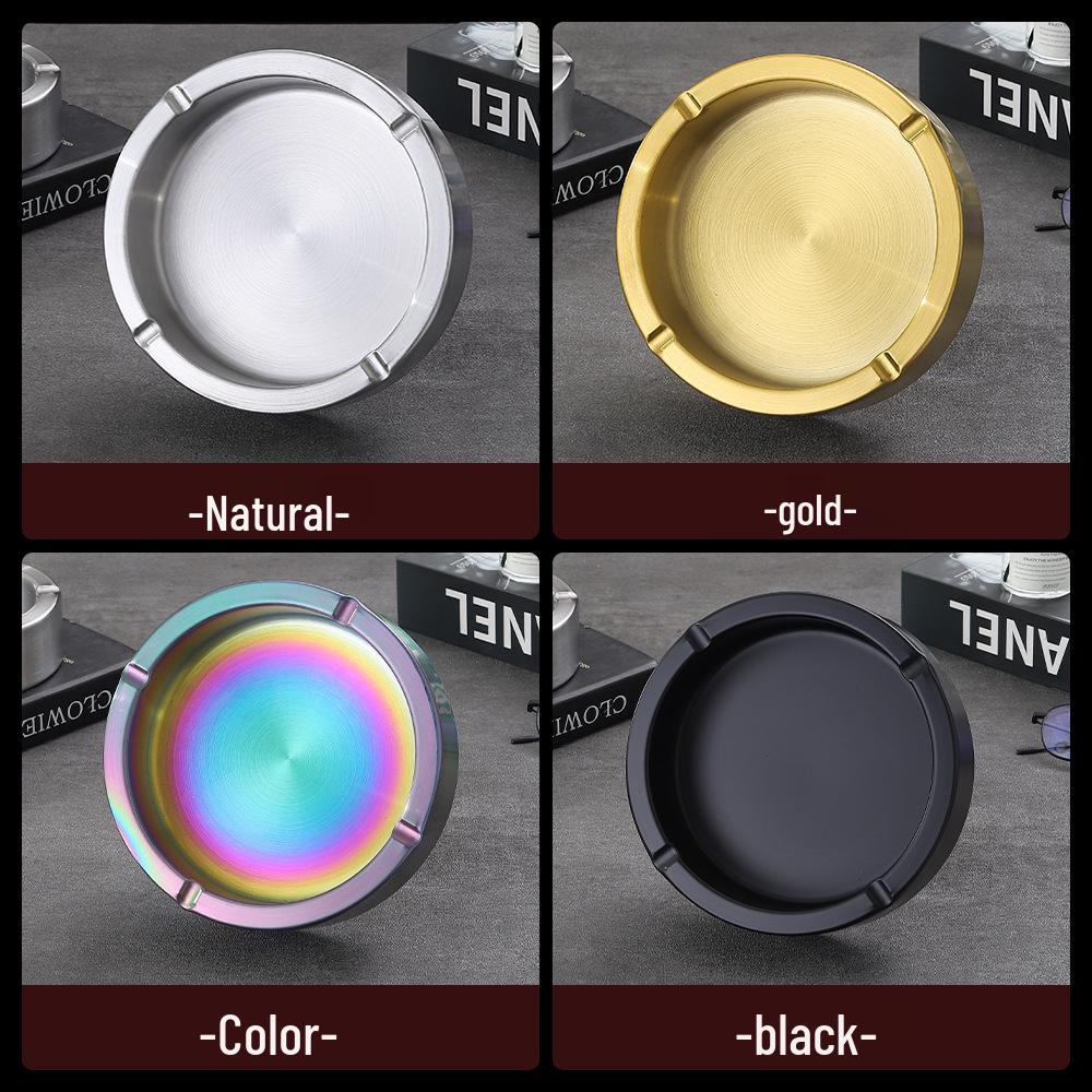 Stainless Steel Dropproof Ashtray with Rolled Edge - Thick, Durable Design for Home, Hotel, Restaurant, Personalized and Creative