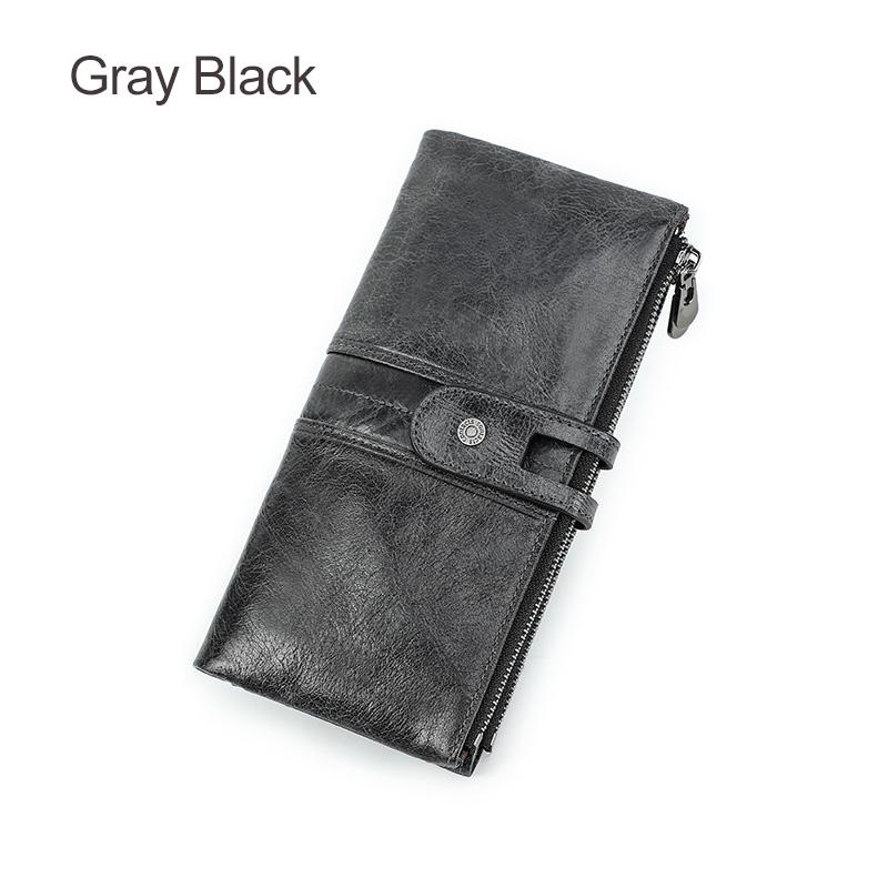 CONTACT'S Genuine Leather Long Wallet For Women Luxury Designer Card Holders Money Clips Coin Purses Female Bags