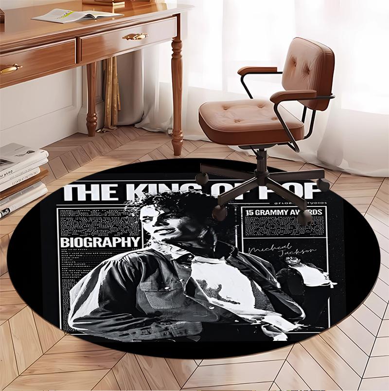 Michael Jackson Pattern Round Rug, Indoor/Outdoor Mat, for Picnic, Gameroom, Bedroom, Office, Living Room, Home Decor Carpet, Birthday Gift