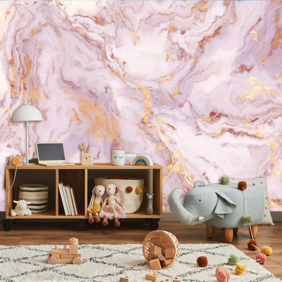 3D розовые мраморные обои для гостиной, настенные наклейки, спальня, гостиная, мраморные фрески, домашний декор