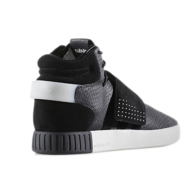 adidas Originals Tubular Invader Strap Удобные Нескользящие Прочные Полувысокие Кеды Мужские Кроссовки Черные BY3636