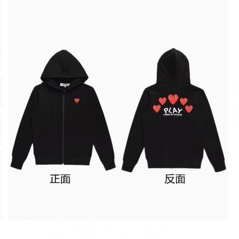 PLAY love hooded sweater fleece thickened cardigan zipper baoling jacket trendy brand Kawaku male and female couples