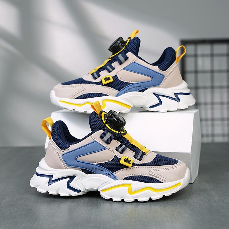 2025 new dad shoes rotating buckle breathable mesh non-slip running shoes middle age tide