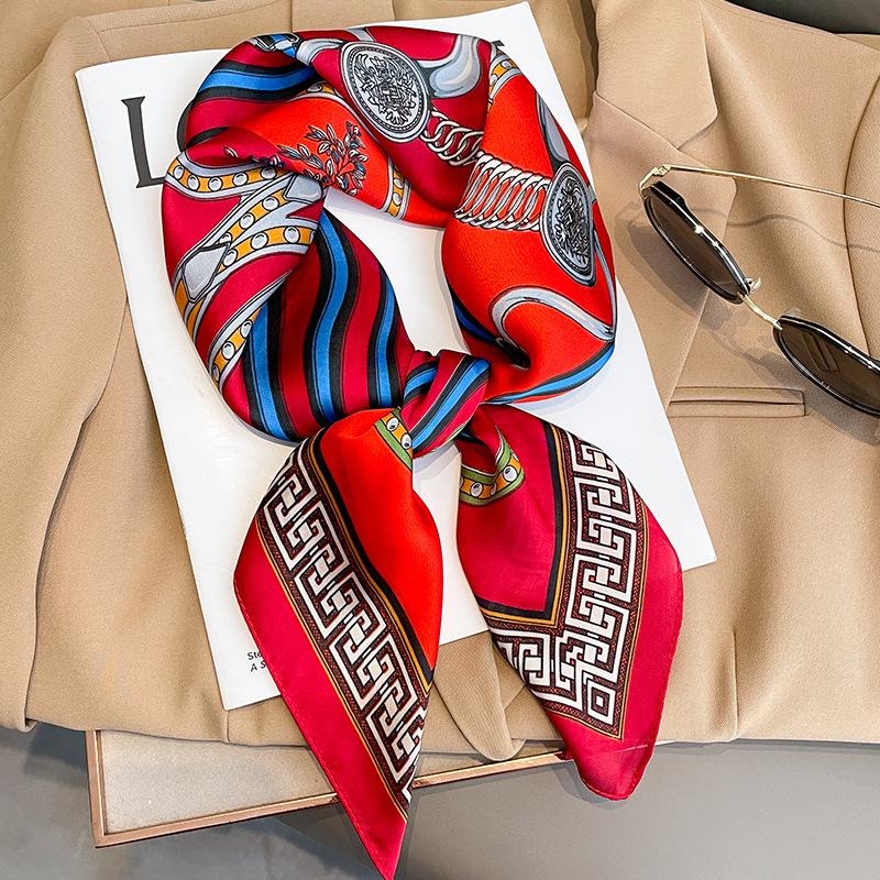 Flower Silk Square Scarf Women Satin Shawl Wrap Hijab Female Hair Band Wrist Luxury Headkerchief 70*70cm Echarpe Bandana