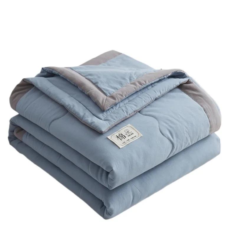 Новое однотонное хлопковое летнее одеяло, мягкое и удобное, для взрослых, кондиционер, студенческое общежитие, односпальное тонкое одеяло