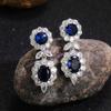 Huitan Luxury Blue Cubic Zirconia Dangle Earrings for Women Engagement Wedding Accessories Gorgeous Lady's Ear Earrings Jewelry