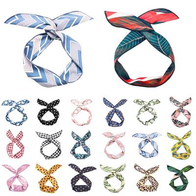 Девушка Макияж Мытье Головы Головной Убор Шарф Повязка на Голову Перекрещенный Металлическая Проволока Лента Заячьи Ушки Повязка для Волос