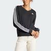 adidas Женская толстовка Essentials с 3 полосками и V-образным вырезом, черная IQ4835
