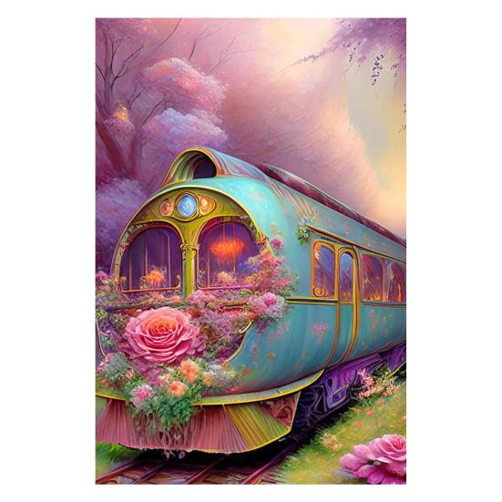 5D Алмазный художественный комплект Поезд Узор Пейзаж Повысьте творческий потенциал Уменьшите стресс с изысканными стразами Вышивка Мозаика Вышивка крестиком Украшение дома