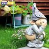 Outdoors Resin Statue Naughty Knome Figurine Lawn Ornament Dwarf Sculpture Balcony Patio Yard Landscape Porch Garden Decorations