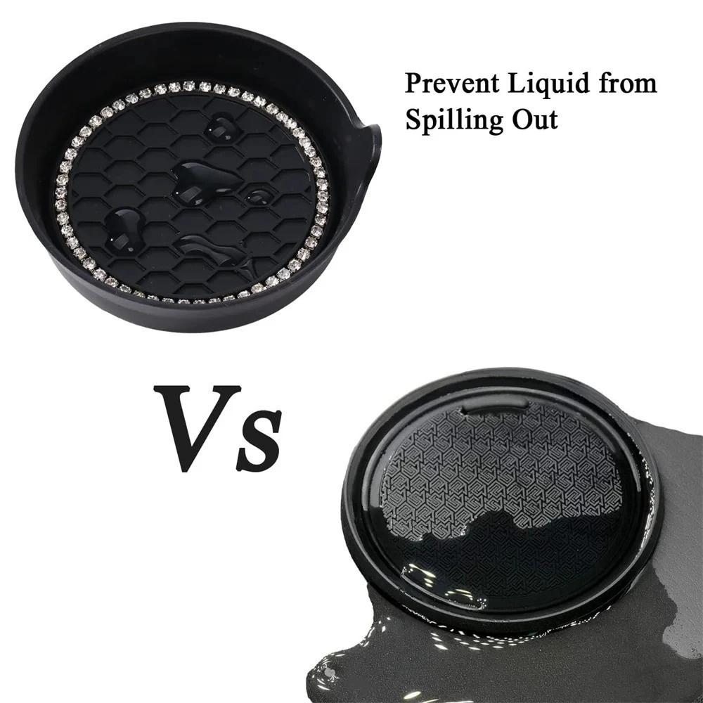 New Non-slip Water Cup Pad Car Coaster Diamond Rhinestone Bling Decoration Anti-skid Rubber Cup Bottle Mat Interior Accessories