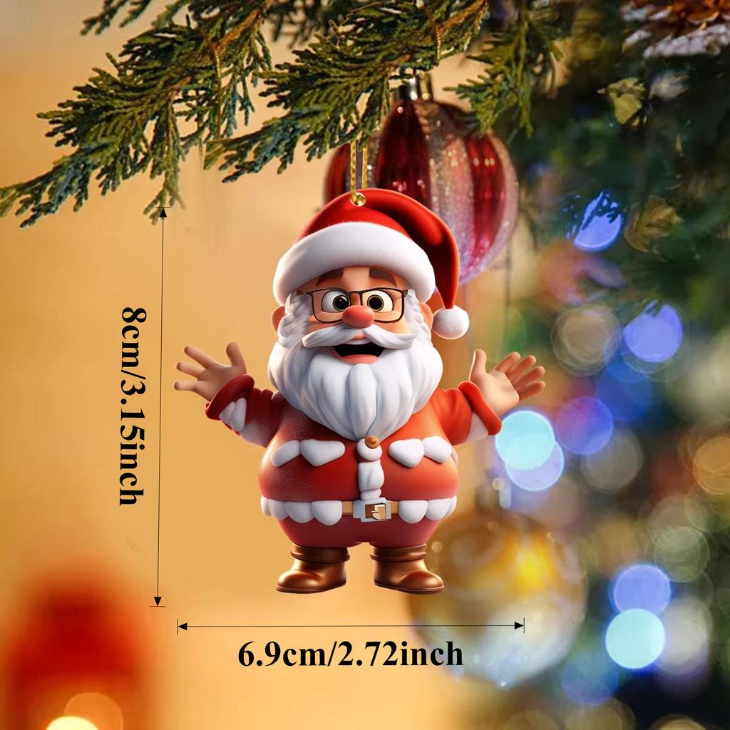 2D New Christmas Tree Decoration Pendant Santa Claus Acrylic Durable Material Xmas Gifts Home Decor Papai Noel Cosas Navideñas