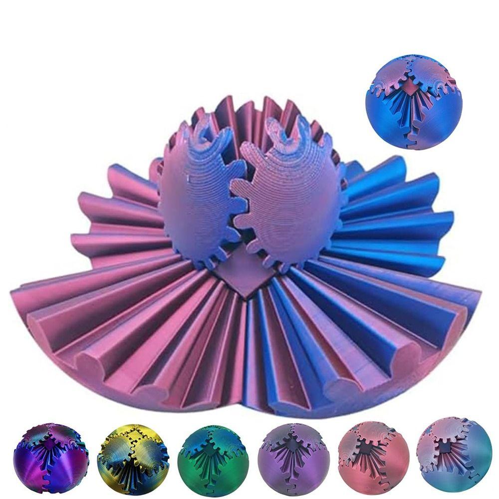 Anxiety Relaxing 3D Printed Gear Ball Gear Sphere Stress Ball Creative Spin Ball for Kids