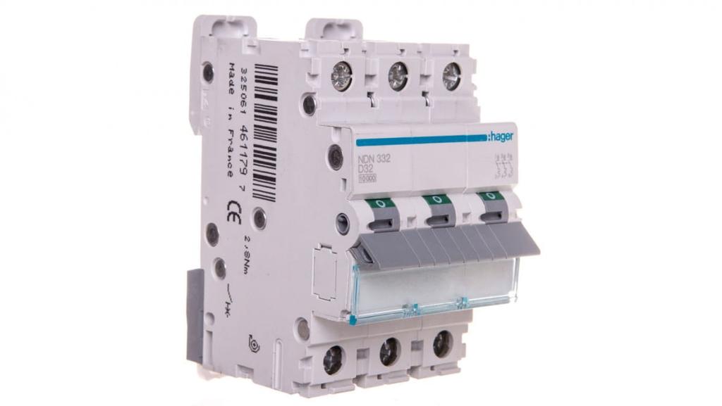 Overcurrent circuit breaker 3P D 32A 10kA AC NDN332