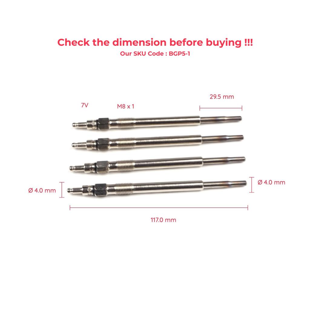 BROSS Auto Parts BGP5-1 4 Pcs Heater Glow Plugs  N10579805, MN980406, GX3117, 0106671802 for VW  Seat Skoda Mitsubishi