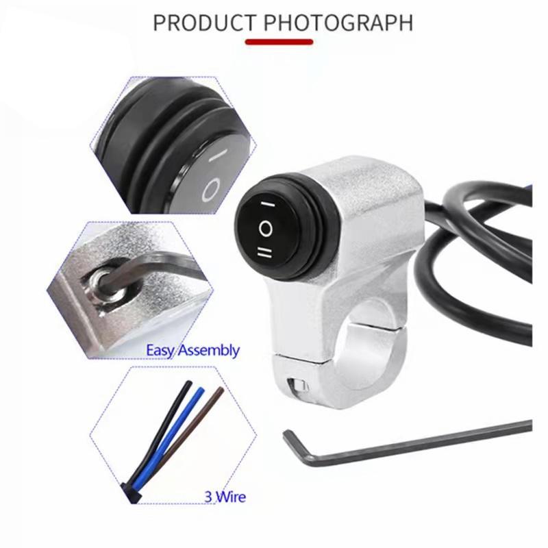 Алюминиевый сплав руль мотоцикла переключатель фары трехпозиционный водонепроницаемый переключатель 12 В противотуманный прожектор ретро переключатель