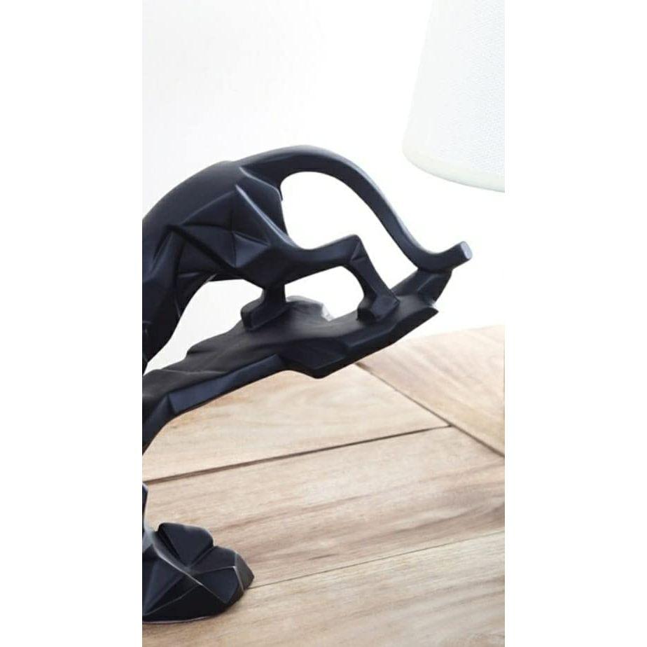 Современное искусство - Геометрическая статуя Пантеры/Ягуара - Статуэтка фэн-шуй - Экспонат домашнего декора Декоративный предмет ручной работыЧерный, упаковка из 1 шт.