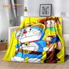 Плюшевое одеяло Doraemon, Мультяшное аниме, Мягкое, Фланелевое покрывало, Для гостиной, спальни, кровати, дивана, Пикника, Теплое для детей