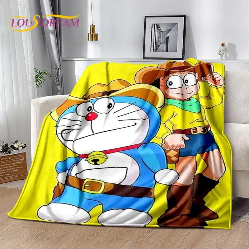 Плюшевое одеяло Doraemon, Мультяшное аниме, Мягкое, Фланелевое покрывало, Для гостиной, спальни, кровати, дивана, Пикника, Теплое для детей