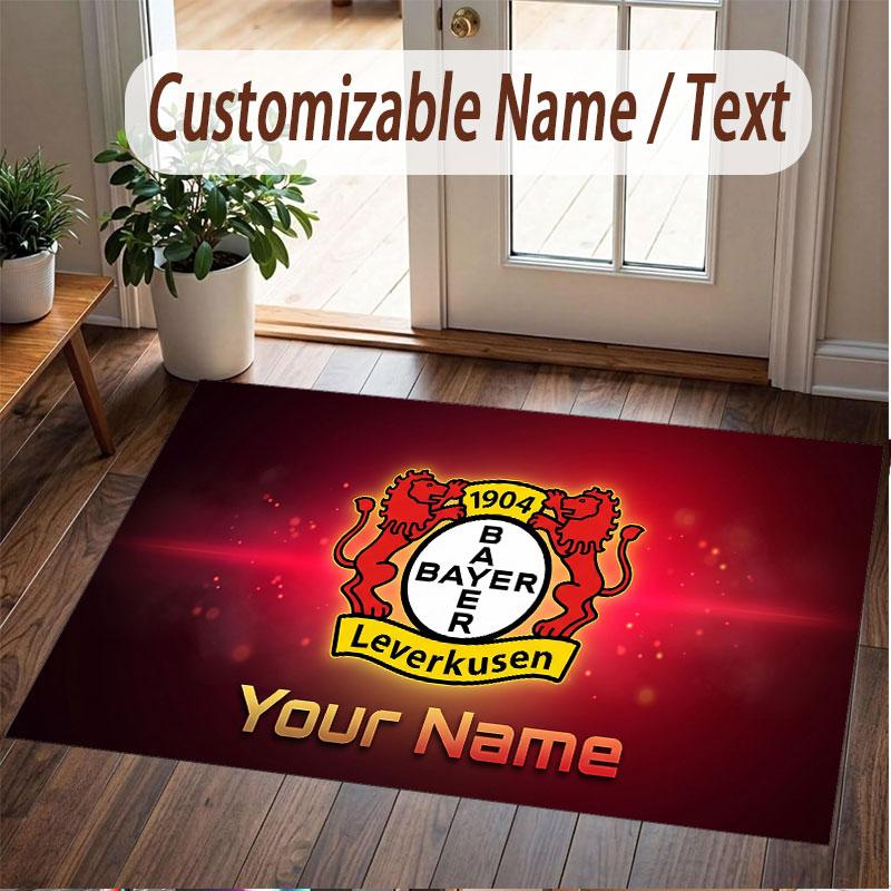 Custom Rug Bayer Leverkusen Football Pattern Print Name Text Soft Non‑Slip Floor Carpet for Home Indoor Decoration