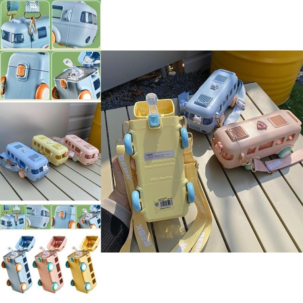 Креативная детская бутылка для воды из материала Tritan в виде автобуса с милой трубочкой для школьников и детей детского сада