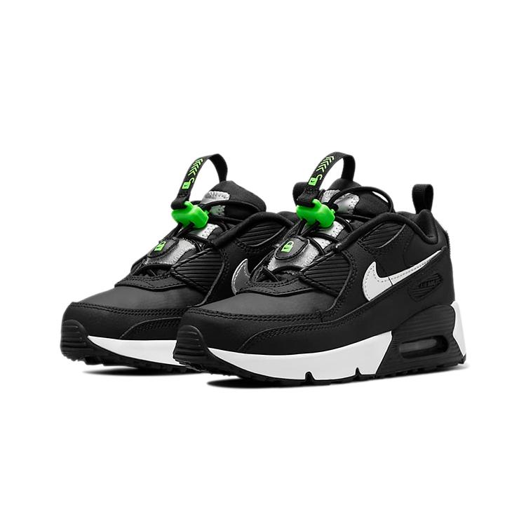 Nike Air Max 90 Шнуровка-затяжка Кожаная Амортизация Устойчивая к истиранию Упругость Низкие Кроссовки для бега Черный Белый CV0064-002