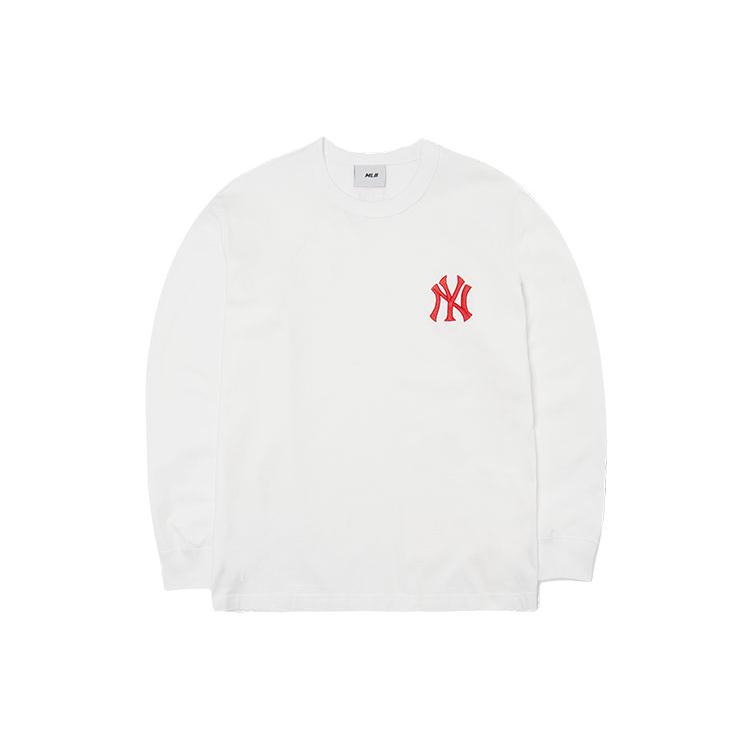 New MLB Base Logo Sweatshirts Unisex White 3ATS2L021-50WHS