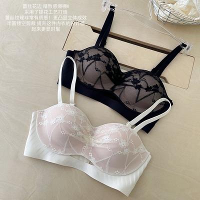Sexy Lace Underwear Women's New Small Breasts Gather and Show Big Lace Half a Cup Close Breast Anti-sagging Text