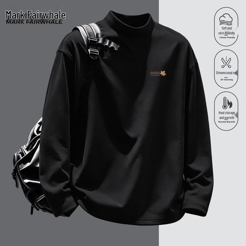 Mark Fairwhale Men's Mock Neck Long Sleeve Casual T-Shirt