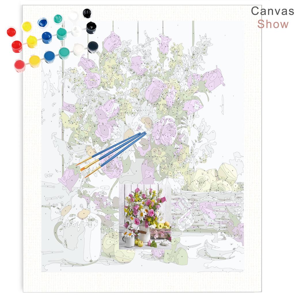 RUOPOTY Painting By Numbers Daisy Unique Gift DIY Frame HandPainted Wall Art Paint By Number Flower For Living Room