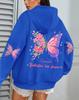 Farfalle Amore Fiori Print Women'S Hoodie Fall Loose Casual Pocket Fleece Jumper