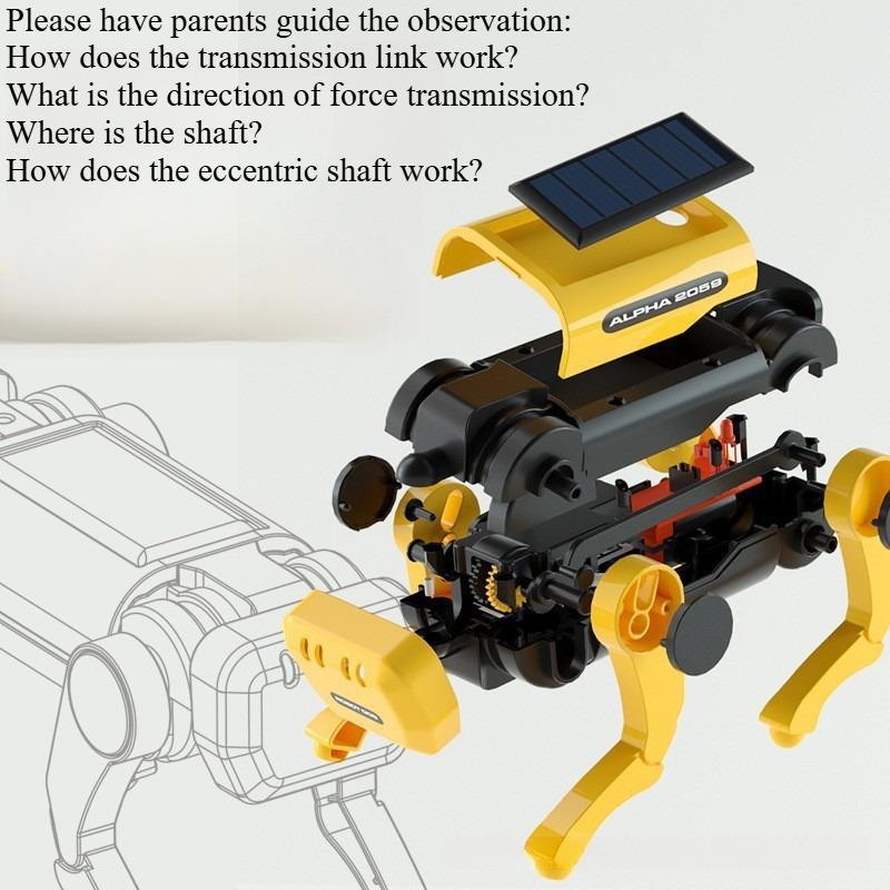 1PC Can Go In the Sun Steam Solar Electric Robot Dog Children Assembly Toy Boy Educational Robot