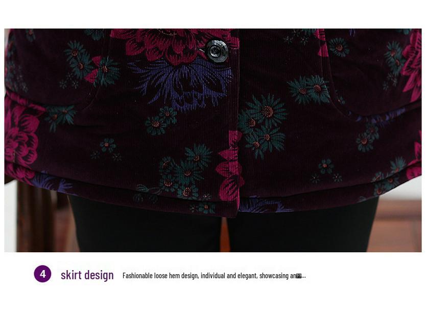 Grandma's Plus Velvet Winter Coat: Thick Cotton Jacket for Middle-Aged & Elderly Women (60-70 Years)