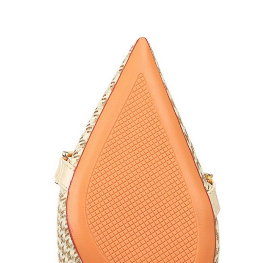 European and American Thin Heel Shallow Mouth Pointed Cloth Plaid Thousand Bird Check Metal Chain Pearl High Heel Shoes