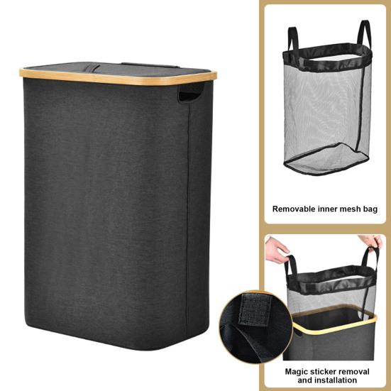 Slim Laundry Hamper Dirty Clothes Basket with Lid Large Capacity Handle Design Foldable