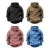 Men's Large Patch Pocket Drawstring Long Sleeve Half-Zip Hoodie