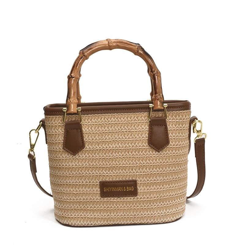 New Summer Straw Bag Fashion Portable Bucket Bag Woven Bag Seaside Beach Bag